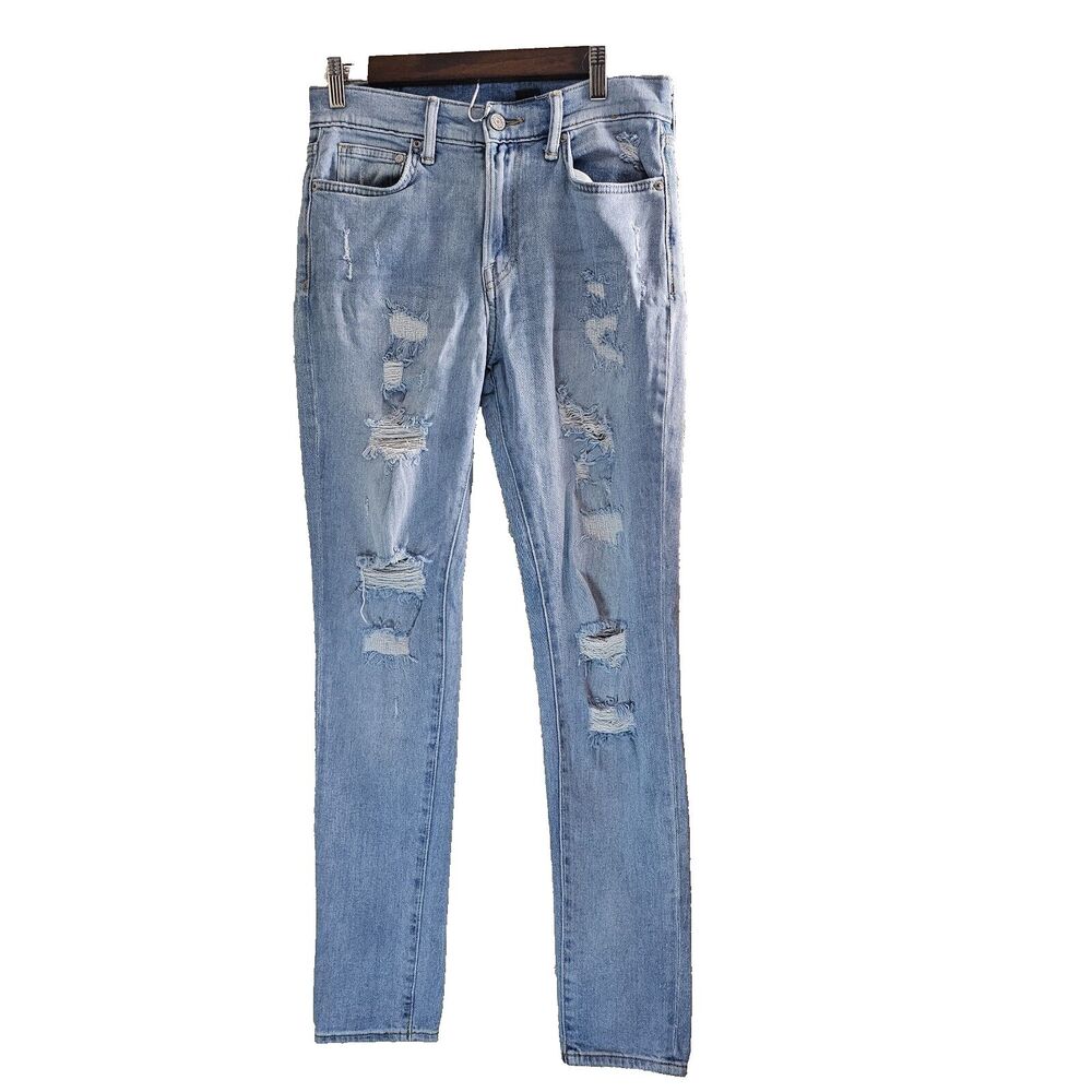 HM Womens Size 30 Skinny Trashed Distressed Denim Jeans Light Blue Pants Casual